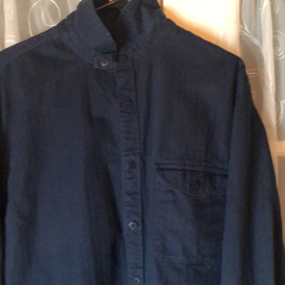 HAN KJOBENHAVN 8114 Military Button-Down Heavy Denim Shirt Men’s XL Navy Blue - Picture 2 of 12